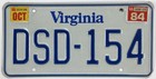 Virginia 1984 License Plate Pair Set Dsd-154 In Super Nice Condition