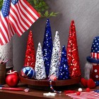 6 Pcs 4th Of July Cone Trees Red White Blue Glitter Table Tree Decor 