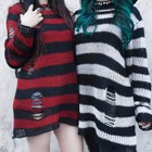Women Knitted Sweater Pullover Oversized Ripped Loose Knit Jumper Tops Punk