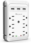 Vicoup 6 Outlet Extender Surge Protector Multi Plug 3 Usb Wall Adapter Tap 1080j