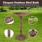 Antique Style Outdoor Bird Bath   Weather Resistant Resin Pedestal Bronze