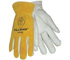12 Pair Unlined Cowhide Leather Drivers Glove  Large  White yellow