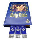 Masonic Bible Markers Hand Embroidered Royal Blue Ribbon  Silver Bullion Threads