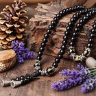 6mm Tibetan Obsidian 108 Mala Beads Prayer Necklace Multilayers Women Bracelet
