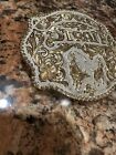 Rare George Strait Gist Silversmith Bronze Western Belt Buckle Excellent P44