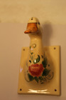 Ceramic Painted Floral Duck Head Wall Hanger Hook 6 5x6x4 