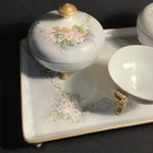 Antique Limoges Porcelain Vanity Dresser Set Hand Painted Gold Trim Flowers 6pc