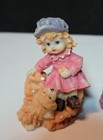Set Of Two Vintage Unique Girl s  With Puppy Dog s  Resin Figurines