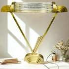 Art Deco Brass Table Lamp   Skyscraper Glass Design   Vintage Style Desk Light