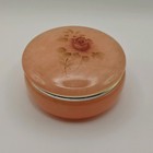 Vtg Pink Rose Alabaster Stone Trinket Lid Hinged Box Jewelry Storage Hand Carved