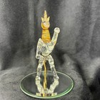 Vintage Hand Blown Glass Unicorn Figurine 24k Gold Accents Mirrored Base 4 5 