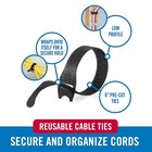 Velcro 100pk Cable Ties 6  Black Reusable Cord Wraps Wire Organizer Fasteners