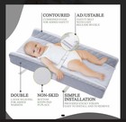 Contoured Baby Changing Pad Pink Gray White Safety Belt Non-skid Washable Cover