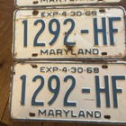 Vintage Maryland 1968 License Plates 2 Sets
