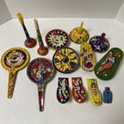 Vintage Kirchhof Us Metal Toy Co  Tin Clickers Noisemakers Horns  Party Lot