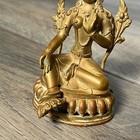 Vintage Tibetan Bronze Gilt Brass Buddhist Deity Statue Green Tara 4 5  Nepal