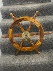 Vintage Antique Wheel 24   Brass Wall Decor Ships Wooden Boat Pirate Steering