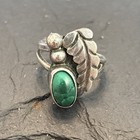 Vintage Navajo Sterling Silver Ring Malachite   Swoop Size 2 5 Small Child   s