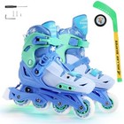 Inline Skates With Hockey Sticks And Balls Medium - Big Kid  1-3 5 Us  Blue