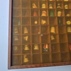 Wooden Thimble Display Case With 69 Collectible Sewing Thimbles