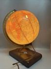 1950 s Replogle Glass Illuminated Globe Atlas Base 10in World Globe
