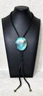 Apachito Attributed Sterling Silver Large Turquoise Bolo Tie 2 5    Oval 80g