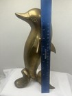 Vintage Set Of 2 Large Brass Dolphin Figurines Statue 11    Mcm Ocean
