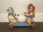 Antique Sandy   Duck Wooden   Tin Pull Toy  12 5 In  By Gong Bell Mfg Co 1940