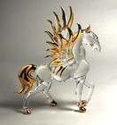 Pegasus Horse Hand Blown Art Glass Figurine Gold Trim 4 5 Inch Decor - Gift