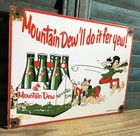 Vintage 1964 Dated Mountain Dew 12    Porcelain Sign Soda Pop Coke Beverage