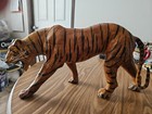 Vintage Genuine Leather Wrapped Tiger Sculpture  18 Inches Long 10 Inches Tall  