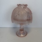 Vintage Fairy Lamp Depression Glass Pink Votive Candle Tea Light Floral Dome
