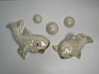 Vintage Ceramic Fish Koi W  Bubbles Wall Plaque Bathroom Decor Gold Accent Mcm