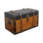 Vintage Wooden And Leather Treasure Chest - Decorative Props And Gift Storage   