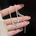 Silver Gypsophila Sparkle Chain Anklet Single Cz Charm Ankle Chain Foot Bracelet