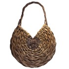 Woven Wicker Wall Hanging Basket Farmhouse Boho Floral Pocket Decor Vintage