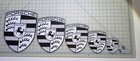 Porsche Emblem Crest Black   White Sticker decal High Quality Waterproof Outdoor