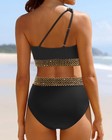 Women Black High Waisted Bikini Set - Shoulder Piece Swimsuits Full Coverage    