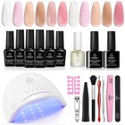 6 Colors Gel Nail Polish Kit With Uv Led Light - Jelly Milky White   Sheer Pink 