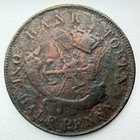 1852 Bank Of Upper Canada Half Penny Token Damaged