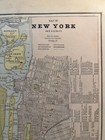 Genuine Vintage Antique Map Of New York City  1889 World Atlas  framed 
