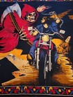 Vintage 1970s David Mann Grim Reaper Motorcycle Tapestry Wall Hanger 53 x34    