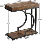 C Shaped End Table  Modern Narrow Side Table With Metal Frame For Living Room