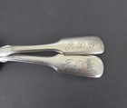 Antique Childs Usa Made Fiddle Pattern Sterling Silver Monogrammed Spoon   Fork