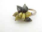 Sterling Silver Connemara Marble Irish Ring Heart Cluster Sz 9 Green Stone