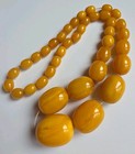 Vintage Butterscotch Bakelite Bead Necklace 67 4g Large Graduated Phenolic Beads