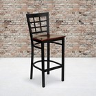 Flash Furniture Hercules Series Black Back Metal Bar Stool In Mahogany