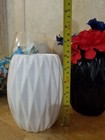 Black And White Ceramic Vase Set Of 2  Flowers H-6 In Vintage Design Collectible