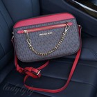 Michael Kors Jet Set Item Large East West Zip Chain Mk Leather Crossbody Bag 
