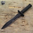 Tactical Survival Fixed Blade Military Combat Bowie Hunting Knife Black 13 5 
